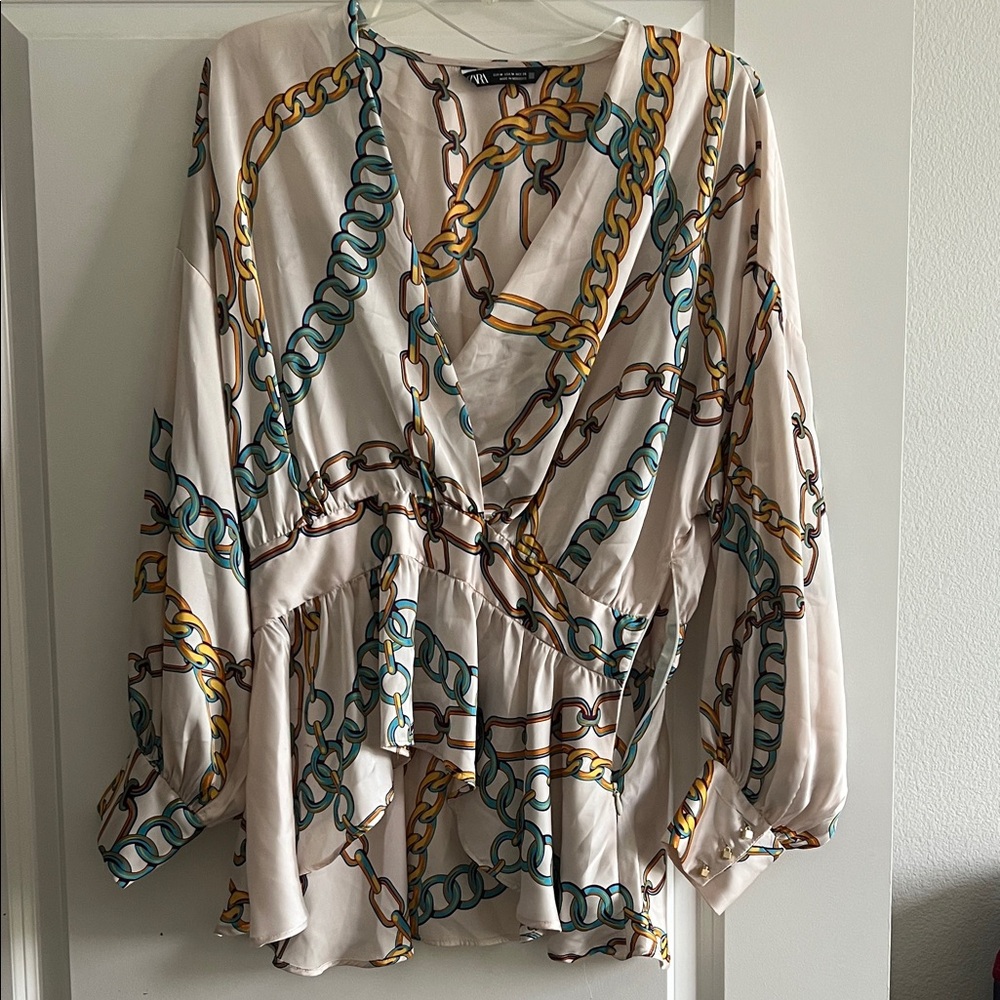 Zara Multicolor Chain Print Blouse